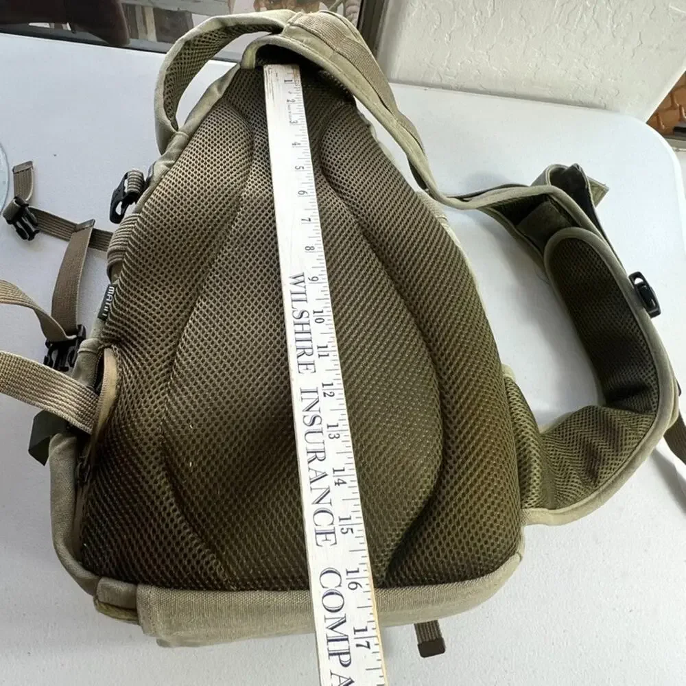 Matin Canvas Tan Camera Backpack Padded Inside Pockets Adjustable Straps